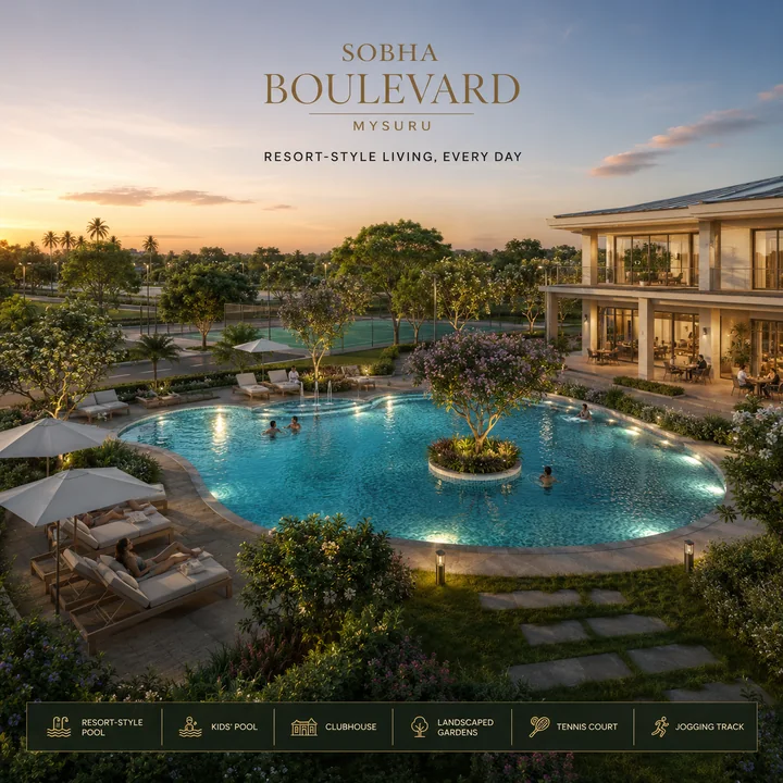 Sobha Boulevard swimming pool and deck